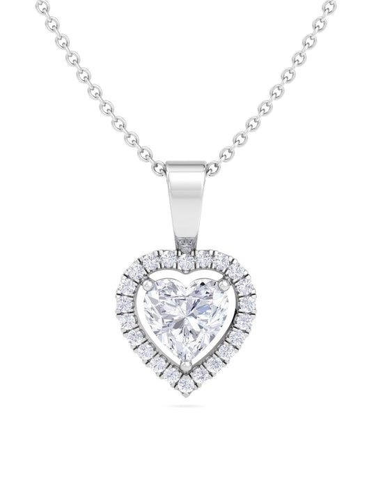 92.5 Sterling Silver Rhodium-Plated CZ Studded Pendant With Chain - Inddus Jewelry