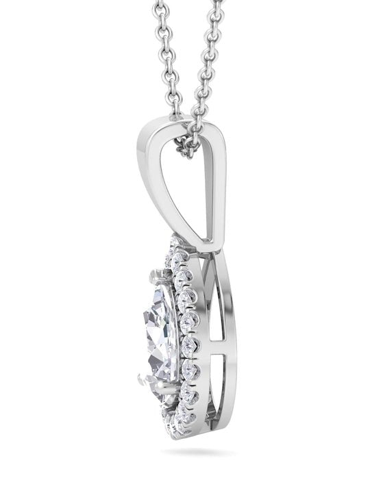 92.5 Sterling Silver Rhodium-Plated CZ Studded Pendant With Chain - Inddus Jewelry