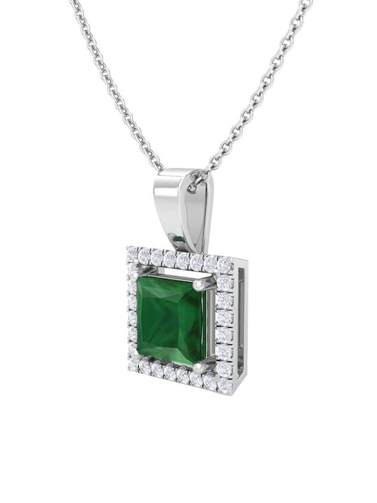 92.5 Sterling Silver Rhodium-Plated CZ Studded Pendant With Chain - Inddus Jewelry