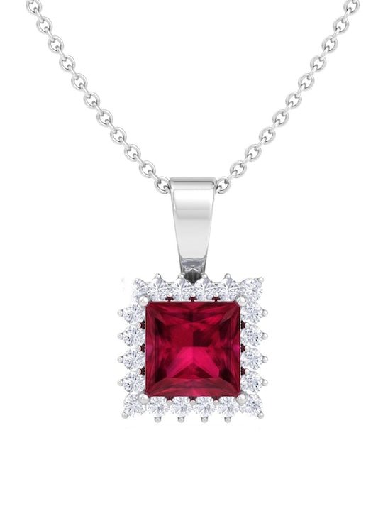 92.5% Sterling Silver Rhodium-Plated CZ-Studded Pendant With Link Chain - Inddus Jewelry