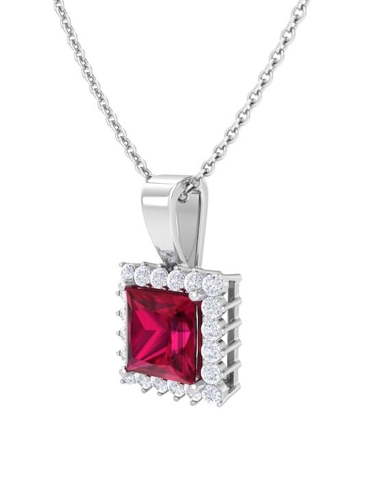 92.5% Sterling Silver Rhodium-Plated CZ-Studded Pendant With Link Chain - Inddus Jewelry