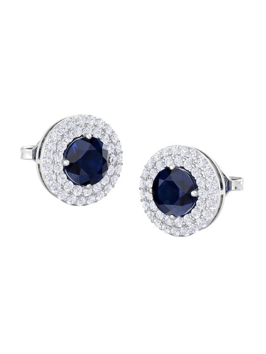 925 Sterling Silver Rhodium-Plated CZ Studded Studs Earrings - Inddus Jewelry