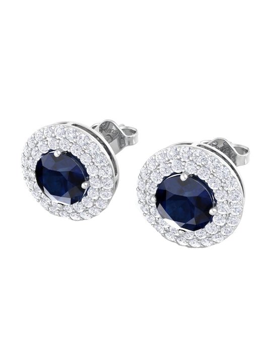 925 Sterling Silver Rhodium-Plated CZ Studded Studs Earrings - Inddus Jewelry