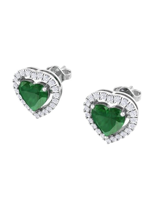 925 Sterling Silver Rhodium-Plated CZ Studded Studs Earrings - Inddus Jewelry