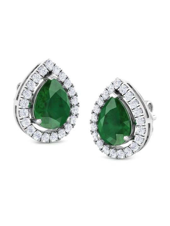 925 Sterling Silver Rhodium-Plated CZ Studded Studs Earrings - Inddus Jewelry