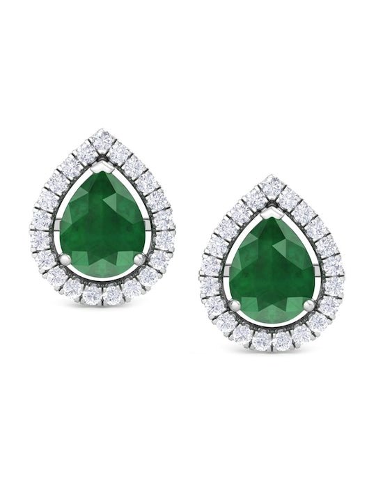 925 Sterling Silver Rhodium-Plated CZ Studded Studs Earrings - Inddus Jewelry