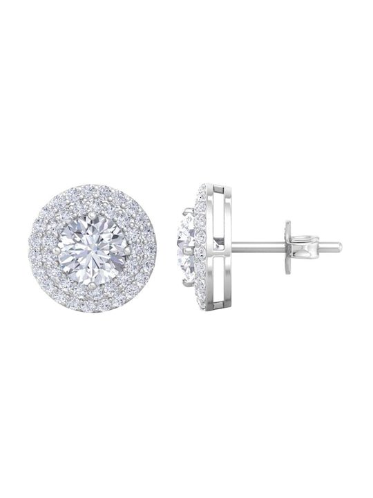 925 Sterling Silver Rhodium-Plated CZ Studded Studs Earrings - Inddus Jewelry