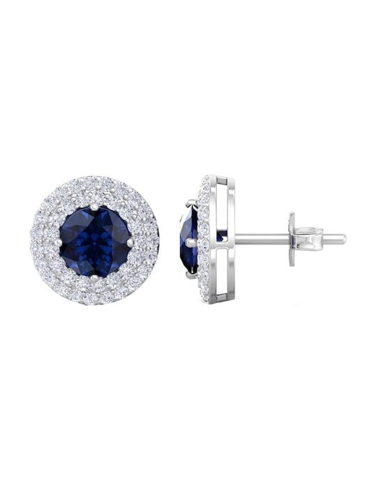 925 Sterling Silver Rhodium-Plated CZ Studded Studs Earrings - Inddus Jewelry