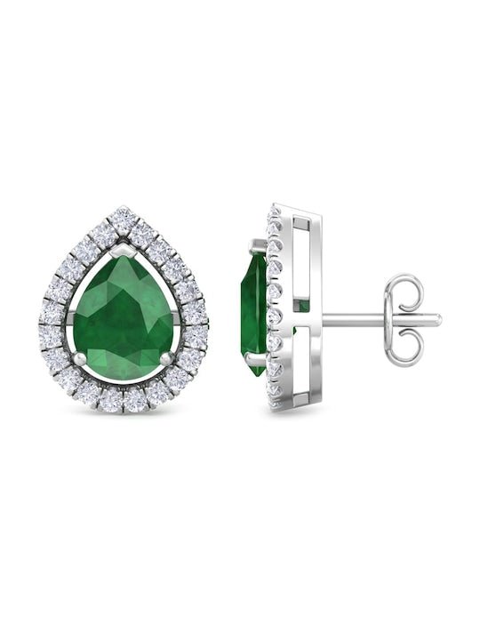 925 Sterling Silver Rhodium-Plated CZ Studded Studs Earrings - Inddus Jewelry