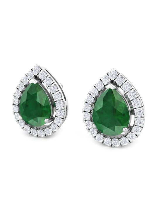 925 Sterling Silver Rhodium-Plated CZ Studded Studs Earrings - Inddus Jewelry