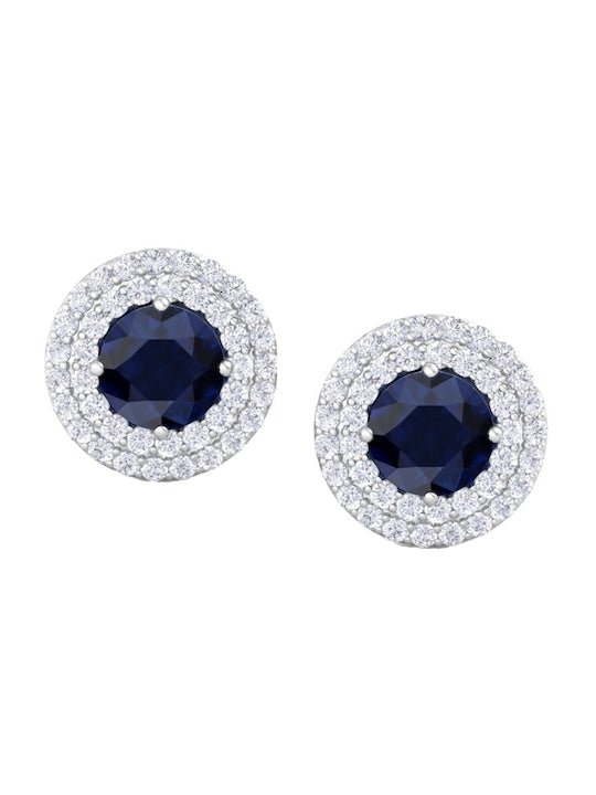 925 Sterling Silver Rhodium-Plated CZ Studded Studs Earrings - Inddus Jewelry