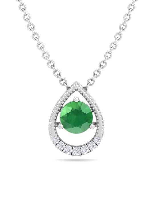 9.25 Sterling Silver Rhodium-Plated CZ Teardrop-Shaped Pendant With Chain - Inddus Jewelry