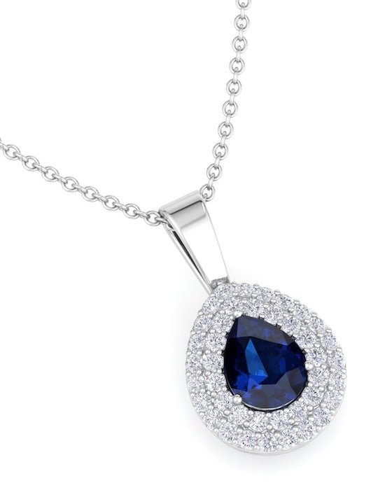 9.25 Sterling Silver Rhodium-Plated CZ Teardrop-Shaped Pendant With Chain - Inddus Jewelry