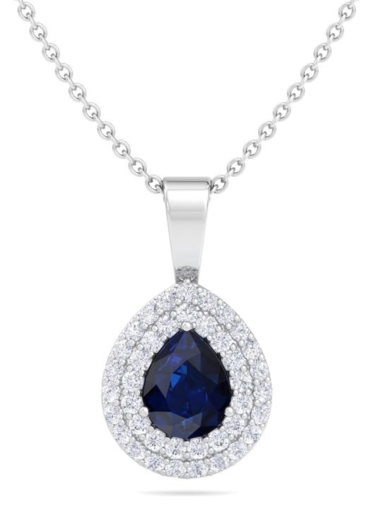 9.25 Sterling Silver Rhodium-Plated CZ Teardrop-Shaped Pendant With Chain - Inddus Jewelry