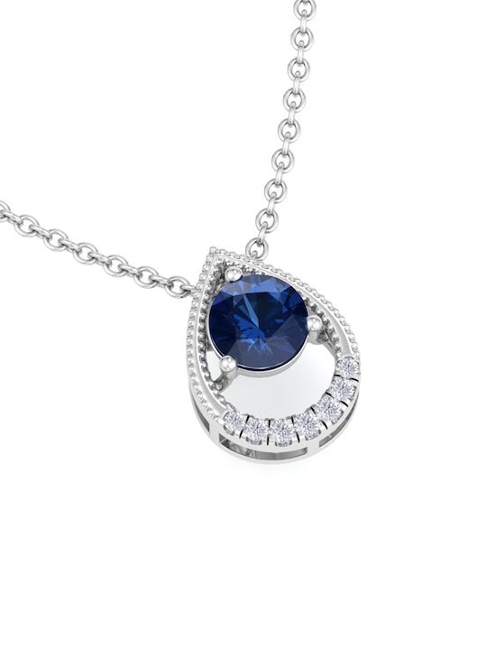 9.25 Sterling Silver Rhodium-Plated CZ Teardrop-Shaped Pendant With Chain - Inddus Jewelry