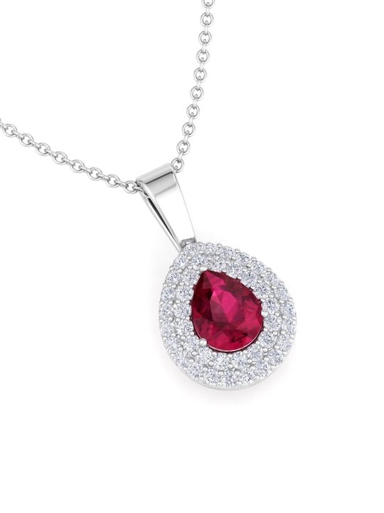 9.25 Sterling Silver Rhodium-Plated CZ Teardrop-Shaped Pendant With Chain - Inddus Jewelry