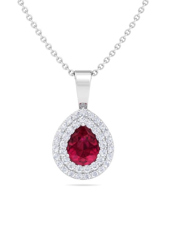 9.25 Sterling Silver Rhodium-Plated CZ Teardrop-Shaped Pendant With Chain - Inddus Jewelry