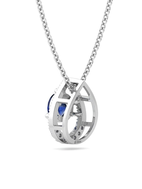 9.25 Sterling Silver Rhodium-Plated CZ Teardrop-Shaped Pendant With Chain - Inddus Jewelry