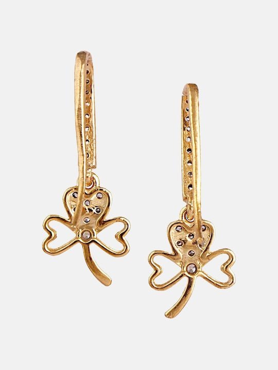 Gold-Plated 925 Sterling Silver CZ-Studded Floral Hoop Earrings - Inddus Jewelry