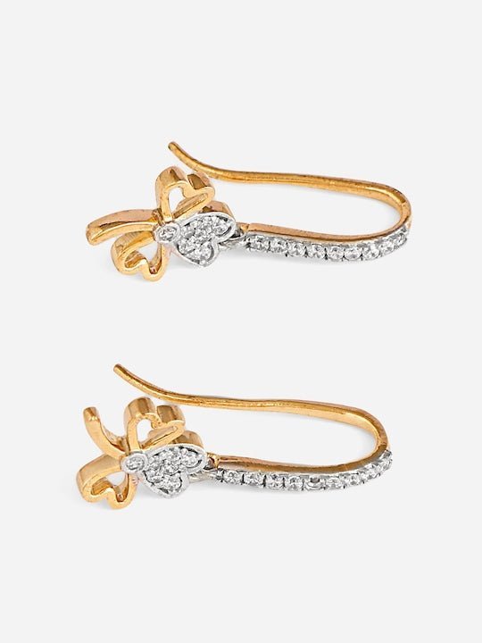 Gold-Plated 925 Sterling Silver CZ-Studded Floral Hoop Earrings - Inddus Jewelry