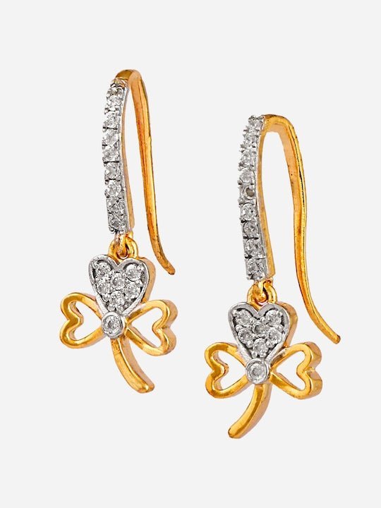 Gold-Plated 925 Sterling Silver CZ-Studded Floral Hoop Earrings - Inddus Jewelry