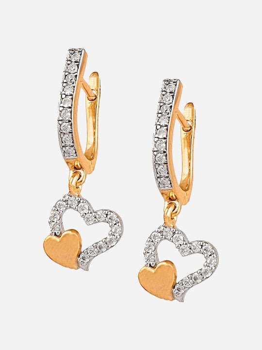 Gold-Plated Sterling Silver Heart Shaped Drop Earrings - Inddus Jewelry