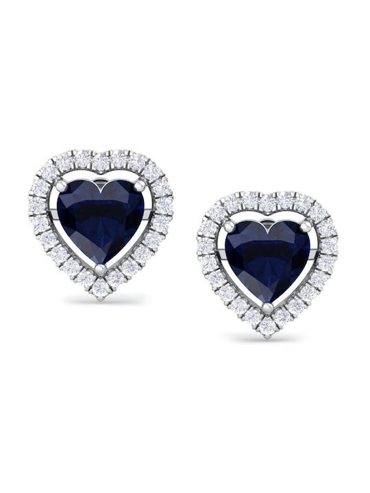 Rhodium-Plated 925 Sterling Silver Cubic Zirconia Studded Studs Earrings - Inddus Jewelry