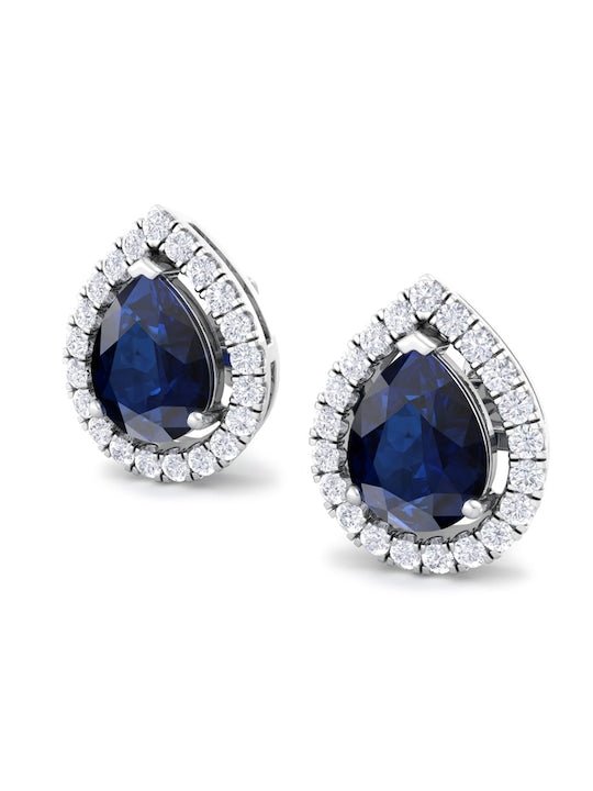 Rhodium-Plated 925 Sterling Silver Cubic Zirconia Studded Studs Earrings - Inddus Jewelry