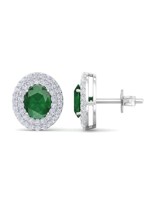 Rhodium-Plated 925 Sterling Silver Cubic Zirconia Studded Studs Earrings - Inddus Jewelry