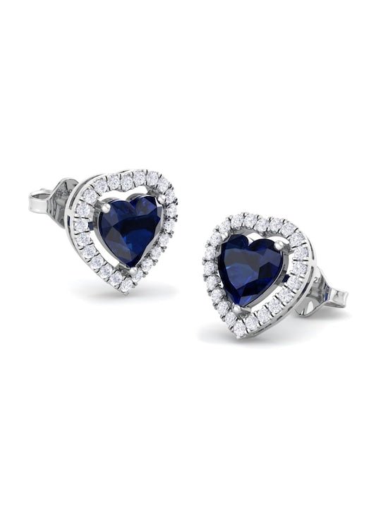 Rhodium-Plated 925 Sterling Silver Cubic Zirconia Studded Studs Earrings - Inddus Jewelry