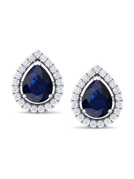 Rhodium-Plated 925 Sterling Silver Cubic Zirconia Studded Studs Earrings - Inddus Jewelry