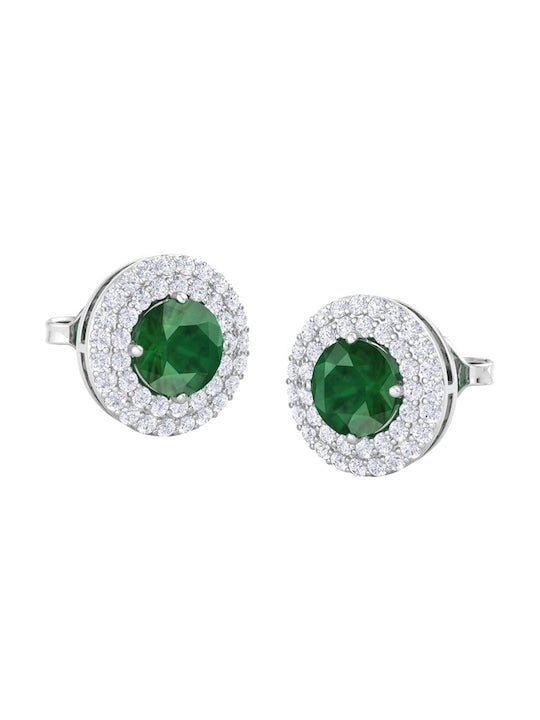 Rhodium-Plated Circular Shaped Studs Earrings - Inddus Jewelry