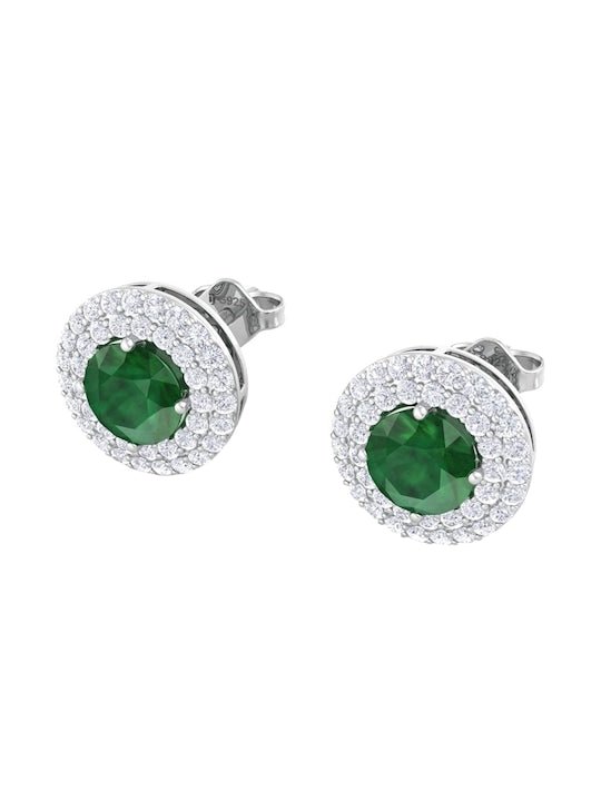 Rhodium-Plated Circular Shaped Studs Earrings - Inddus Jewelry