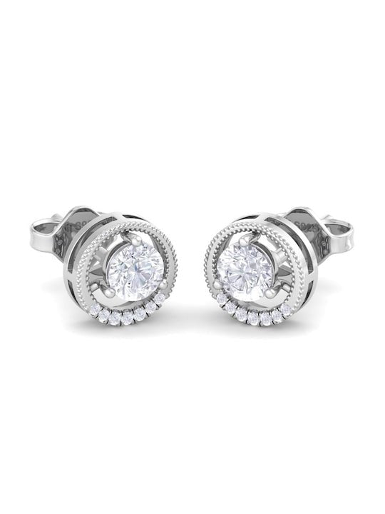 Rhodium-Plated Circular Studs Earrings - Inddus Jewelry