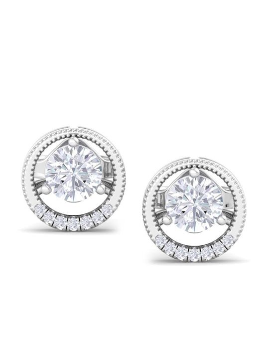 Rhodium-Plated Circular Studs Earrings - Inddus Jewelry