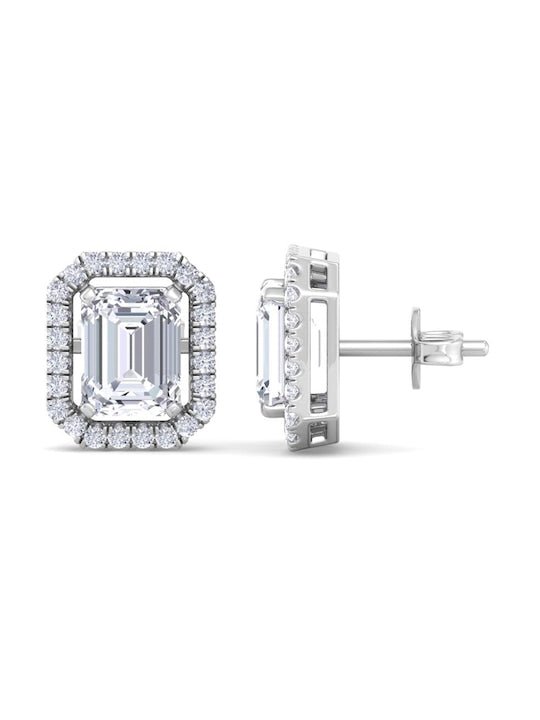 Rhodium-Plated Cubic Zirconia Stud Earrings - Inddus Jewelry