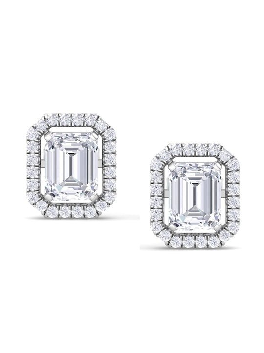 Rhodium-Plated Cubic Zirconia Stud Earrings - Inddus Jewelry