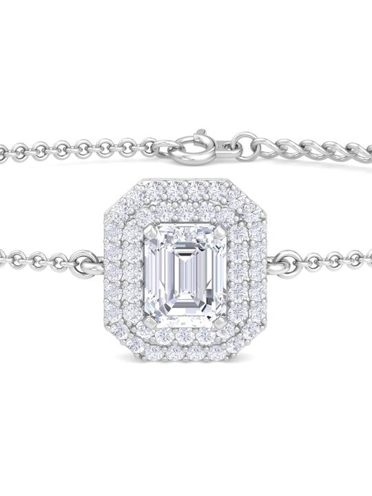 Rhodium-Plated CZ Link Bracelet - Inddus Jewelry