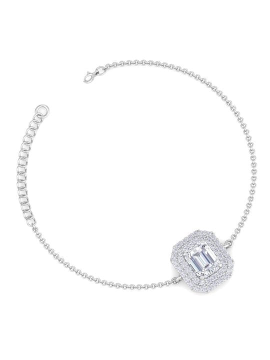 Rhodium-Plated CZ Link Bracelet - Inddus Jewelry