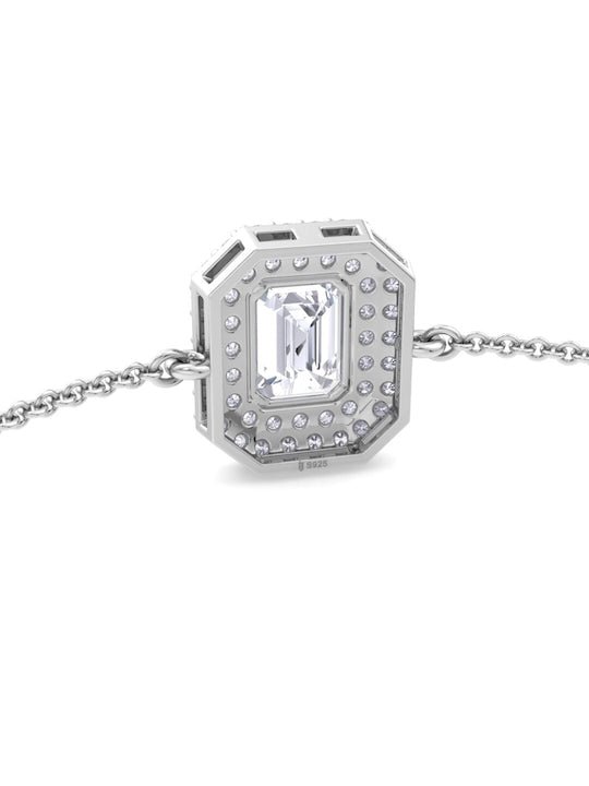 Rhodium-Plated CZ Link Bracelet - Inddus Jewelry