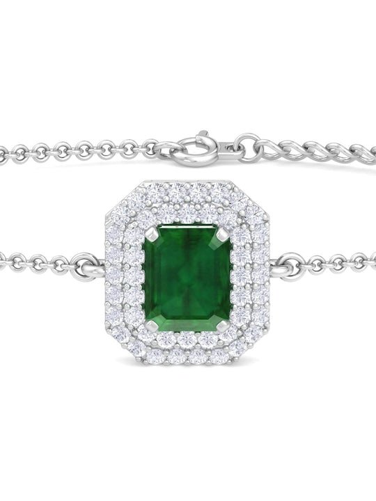 Rhodium-Plated CZ Link Bracelet - Inddus Jewelry