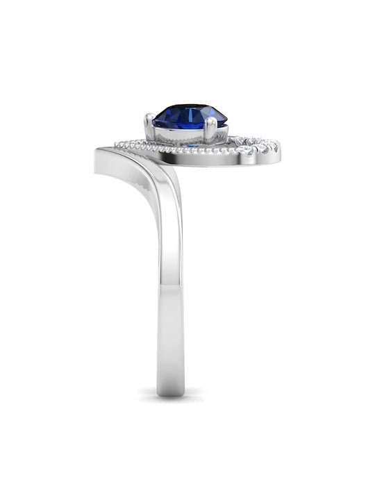 Rhodium-Plated CZ-Studded 925 Sterling Silver Finger Ring - Inddus Jewelry