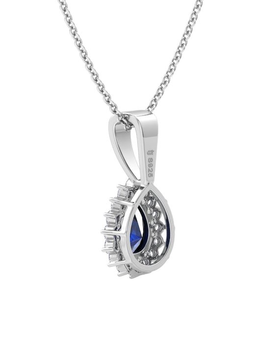 Rhodium-Plated CZ-Studded & Butterfly-Charm Pendant With Chain - Inddus Jewelry