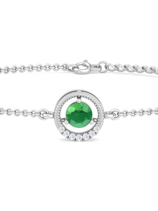 Rhodium-Plated CZ-Studded Circular shaped Adjustable Link Bracelet - Inddus Jewelry