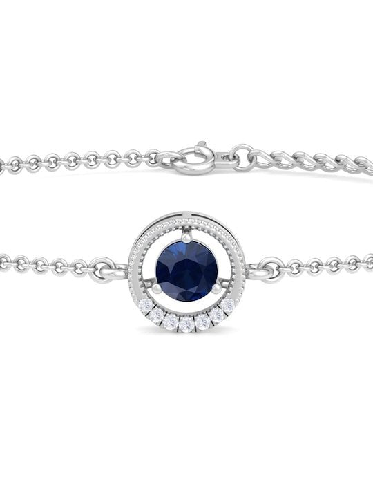 Rhodium-Plated CZ-Studded Circular shaped Adjustable Link Bracelet - Inddus Jewelry