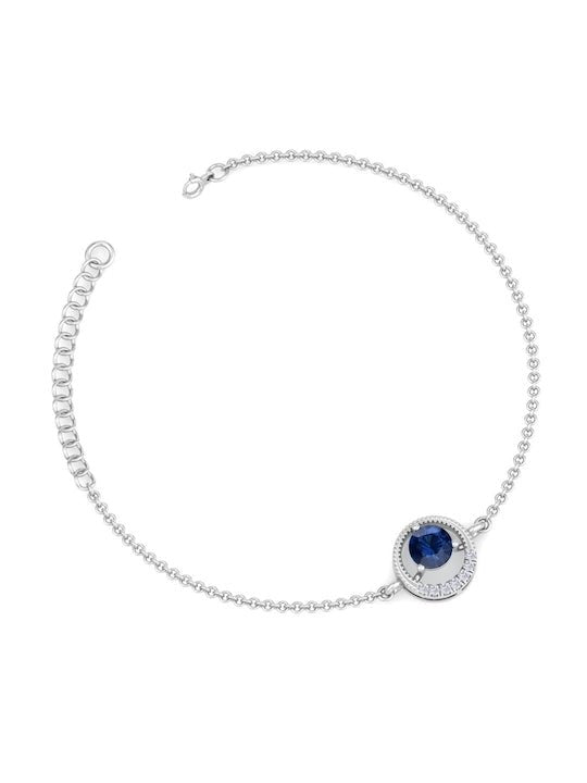 Rhodium-Plated CZ-Studded Circular shaped Adjustable Link Bracelet - Inddus Jewelry