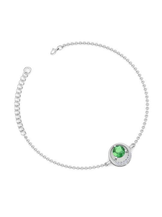 Rhodium-Plated CZ-Studded Circular shaped Adjustable Link Bracelet - Inddus Jewelry