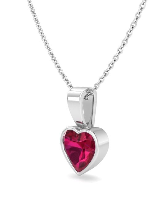 Rhodium-Plated CZ Studded Heart-Charm Pendant With Chain - Inddus Jewelry