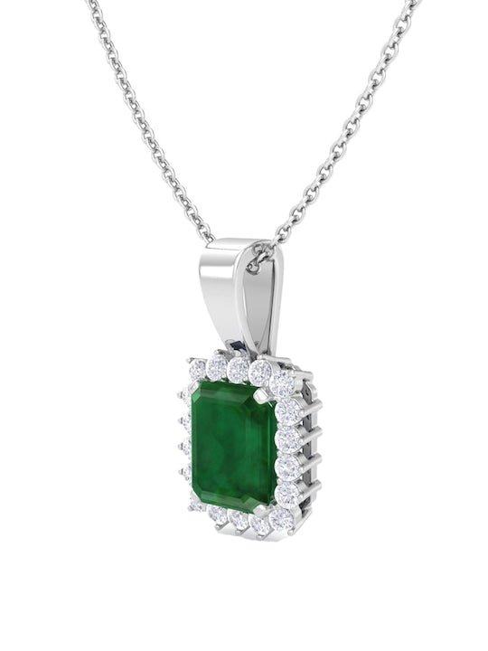 Rhodium-Plated CZ-Studded Pendant With Chain - Inddus Jewelry