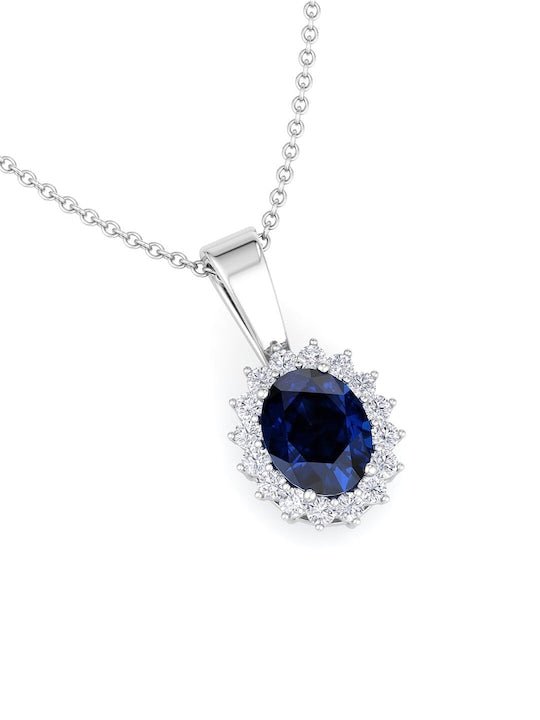 Rhodium-Plated CZ-Studded Pendant With Chain - Inddus Jewelry